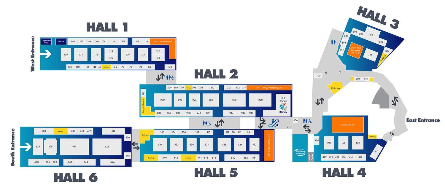 Map of the hall shows and exhibitors